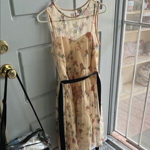 H&M Cream Floral Midi Dress